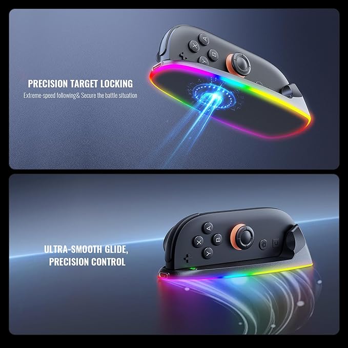 RGB Gaming Controller Mouse Controller with Charging for Switch 2 Joycon Grip, Magnetic Mouse Game Stand Holder with Hand Strap Compatible with Nintendo Switch 2 (2025), Mice for Pokopia Game