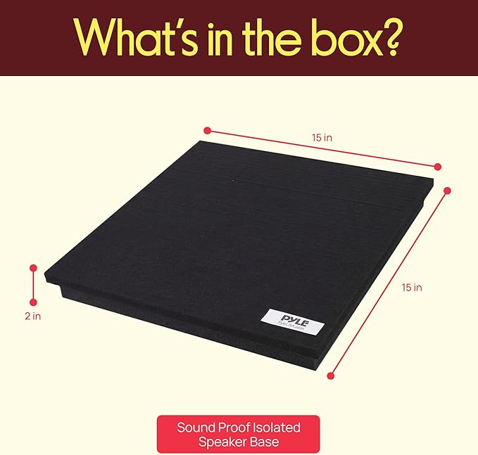 Pyle Sound Dampening Speaker Riser Foam - Audio Acoustic Noise Isolation Platform Pads Recoil Stabilizer w/ Rubber Base Pad For Studio Monitor, Subwoofer, Loud Speakers - PSI15 (15 x 15 x 1.8 Inch)