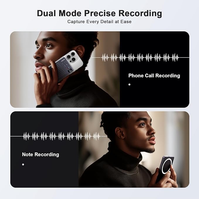 TTQ Note AI Voice Recorder with ChatGPT-Powered Transcription, Summary & Translation, App-Controlled, 121 Languages, 64GB, Wireless Charging, for Meetings, Lectures & Calls