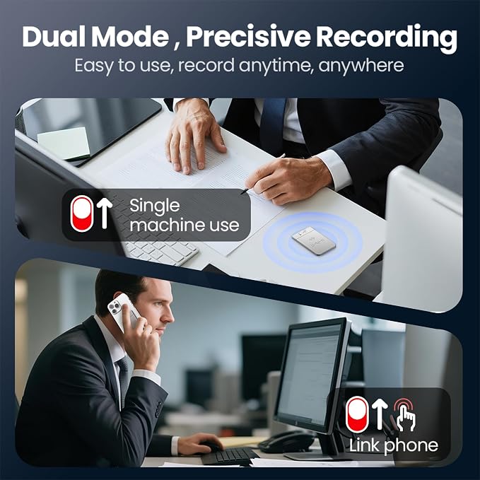 AI Voice Recorder Note Taking Device App Control Transcription Summarization 112 Languages Grabadora de Voz for Lectures Meetings Calls 64GB Memory Magnetic Case(Silvery)