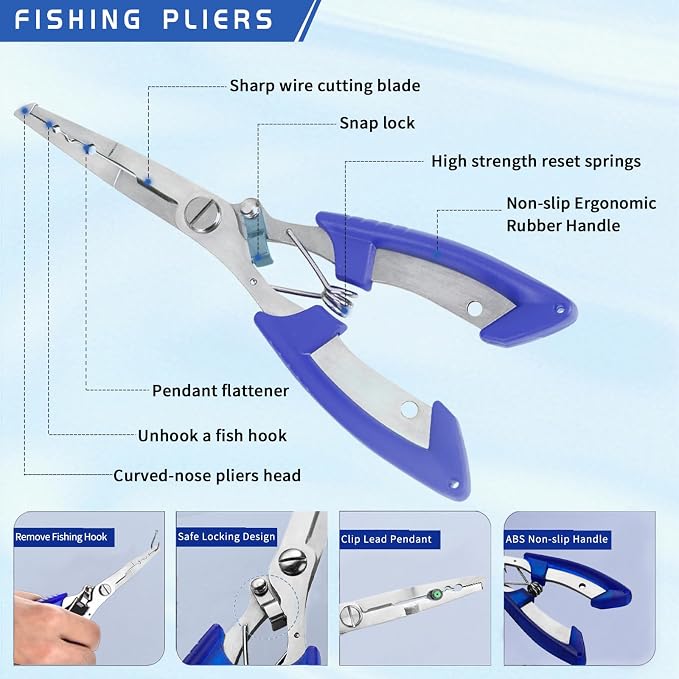 XBLACK Fishing Tool Kit Fishing Pliers Fish Gripper Fishing Scale Fish Grip Tools Set Saltwater Resistant Fishing Gear