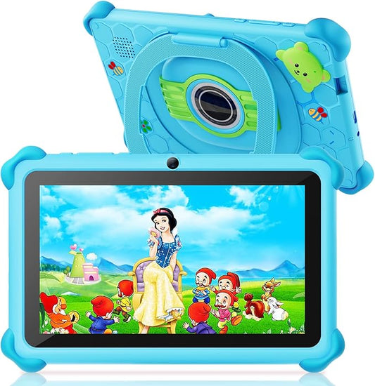 Trayoo Kids Tablet, 7 inch Tablets for Kids, 32GB Toddler Tablet with Case Included, Parental Control, Dual Camera, GMS, WiFi (Blue)