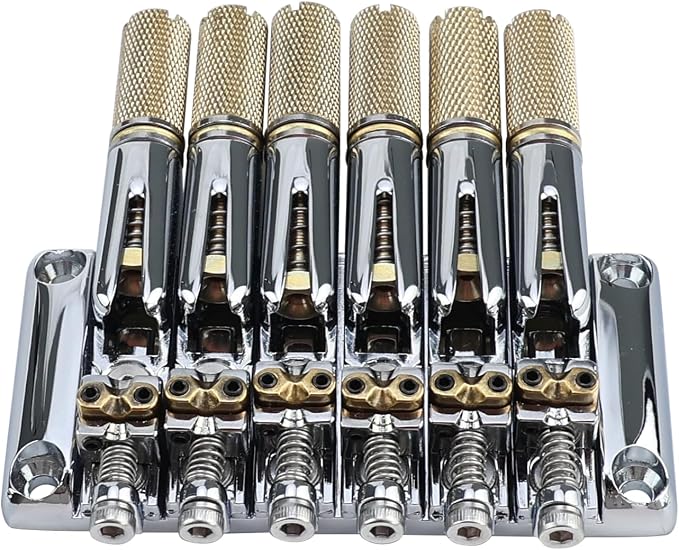 10.5mm Headless Electric Guitar Bridge Chrome Headless Bass Guitar Bridge Brass Saddles Zinc Alloy Plate Electric Guitar Bridge 6 String Headless Guitar Bridge Fixed