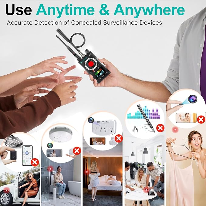JMDHKK Hidden Camera Detector, Bug GPS Tracker Detector – RF Camera Finder for Hotel, Travel, Car, Office, Home Privacy Protection