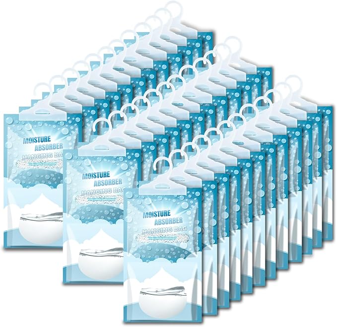 Moisture Absorbers 36 Pack - Fragrance Free Humidity Absorber High-Efficiency Dehumidifier Bags Portable Moisture Hanging Bags for Closet, Bathroom and Kitchen