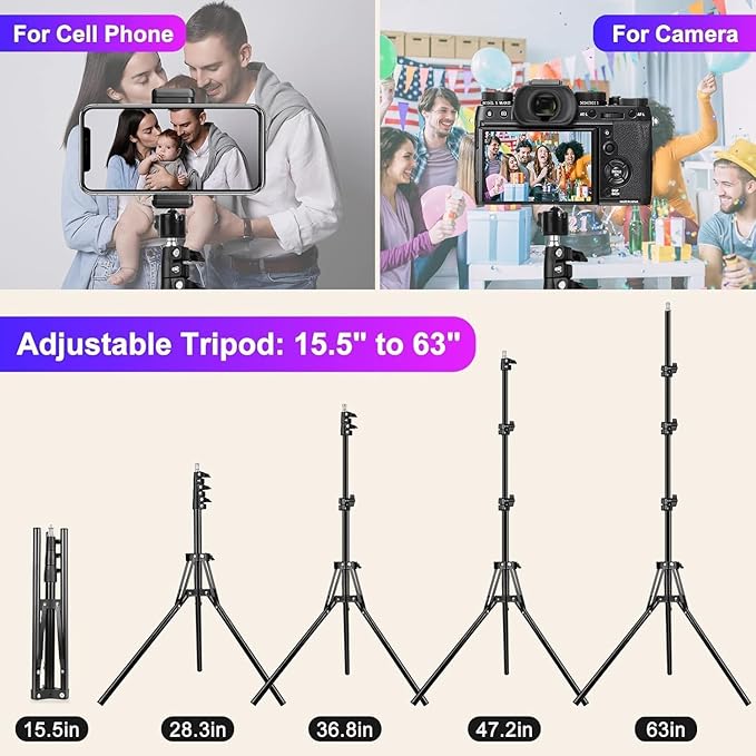 12.3" Ring Light with Stand & Phone Holder Tall 75", 51 Color Modes Circle Lights Selfie Ringlight with Tablet Holder, 12 Dimming Levels Christmas LED Halo Light Tripod for iPhone Video Recording/Vlog