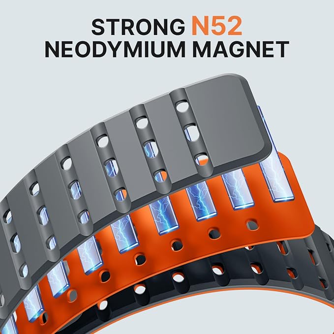 Bandletic Magnetic Band Compatible with Samsung Galaxy Watch 8 40mm 44mm / Watch 8 Classic 46mm 2025, No Gap Soft Breathable Silicone Replacement Strap for Men Women, Gray/Orange