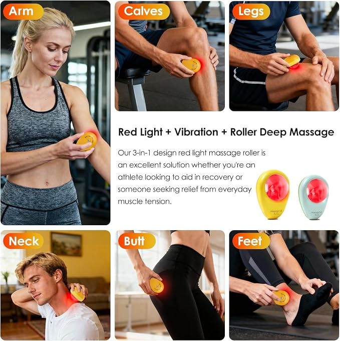 Head Massager with Red Light Therapy, Waterproof Scalp Massager, Red Light massge Ball, Trigger Point Tool for Full Body Pain Relief & Recovery