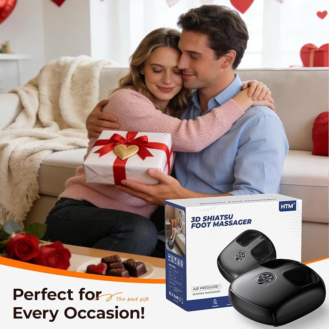 Foot Massager with Heat, 4 Modes & Vibration & Compression & Rolling for Feet Toes Relief, Electric Shiatsu Foot Massager with Remote, Fits Up to Men's Size 13, Gift for Women Men Father's Day