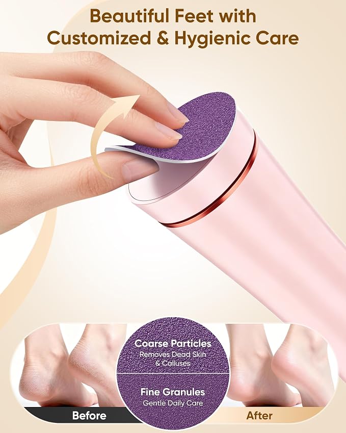 Electric Foot Callus Remover Rechargeable, Portable Electronic Foot File Pedicure Tools, Waterproof Foot Scrubber File, Professional Pedicure Kits, Foot Care for Dead Skin Ideal Gift