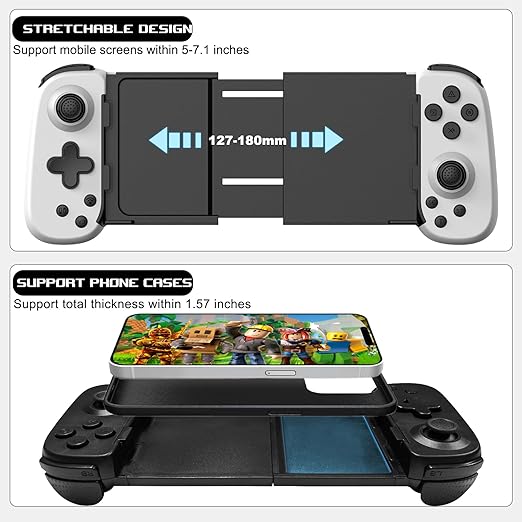 arVin Mobile Game Controller for iPhone/iPad/Android/Samsung/Tablet/PC/Switch/PS3/PS4, Wireless Gamepad Joystick with Turbo/6-axis Gyro/Vibration, Play Xbox Cloud Gaming/PS Remote Play/Steam Link