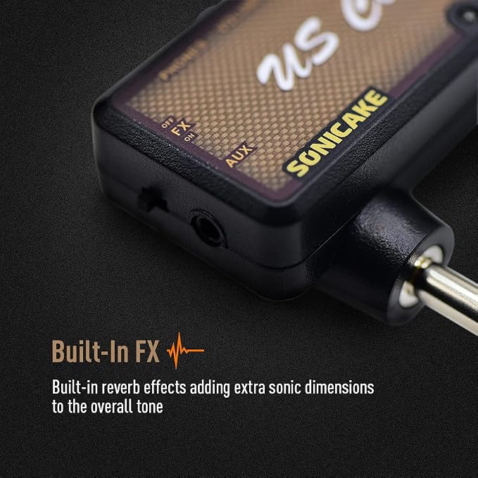 SONICAKE Guitar Headphone Amp Mini Guitar Headphone Amplifier US Classic Rechargeable Plug-in Pocket Overdrive Reverb Effects for Home Silent Practice