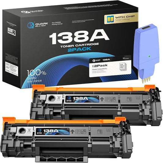 【with Chip】 High Yield 138A 138X W1380A W1380X Toner Cartridge Compatible with HP 138A 138X W1380A W1380X for HP Laserjet Pro 3001dw Pro 3001fdw MFP 3101fdw Printers (Black, 2 Pack)