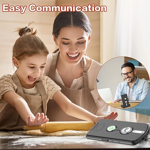 2 Way Wireless Intercom System for Home, 1/2 Mile Long Range, Hands Free Calling, Rechargeable, 120H Standby,Volume Control - Room to Room, Elderly Care, Indoor Outdoor,Use for Home Hospital Hote