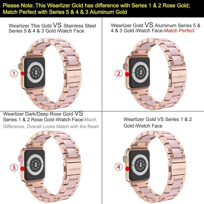 Wearlizer Compatible with Apple Watch Bands 38/40/41/42mm Women Wristband Stainless Steel & Pink Resin Stylish Metal Sleek Bracelet for iWatch Series 11 10 9 8 7 6 5 4 3 SE/Ultra 3 2 1