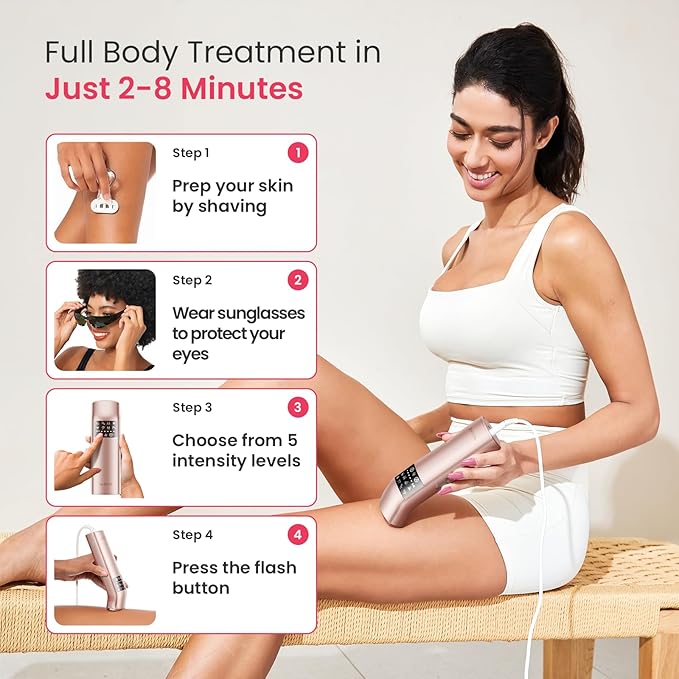 IPL Laser Hair Removal for Women and Men, 37°F Ice Cooling & Auto Flashing, Safe Skin Sensor for Nearly Painless, Hair Removal Device At-Home Use for Coarse Hair, Face, Body, Bikini, Holiday Gifts