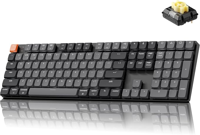 Keychron K5 Version 2 Wireless Bluetooth 5.2 Mechanical Keyboard, Low Profile Milk POM Switch 100% Full-Size Layout QMK Programmable, White Backlight with Shine-Through Keycaps for Mac Windows Linux