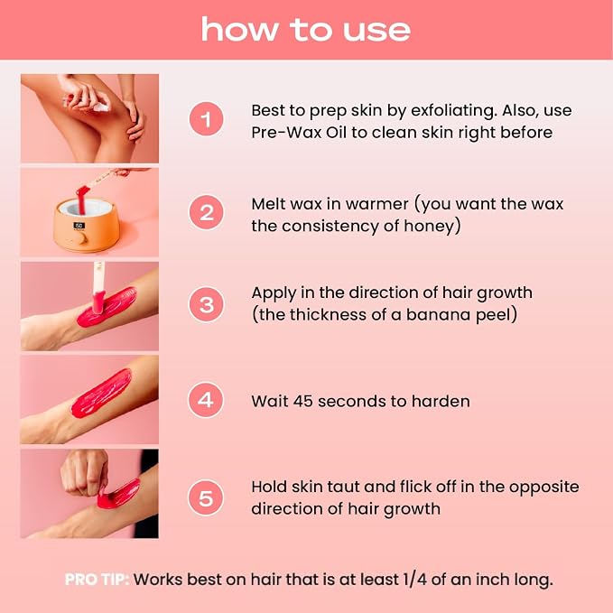 KoluaWax Premium Waxing Kit for Women - Beginner Friendly - Complete Wax Kit that includes 14oz of Wax Beads, Applicator, Pre and Post Care, Suitable for Sensitive Skin (Peach Fuzz)