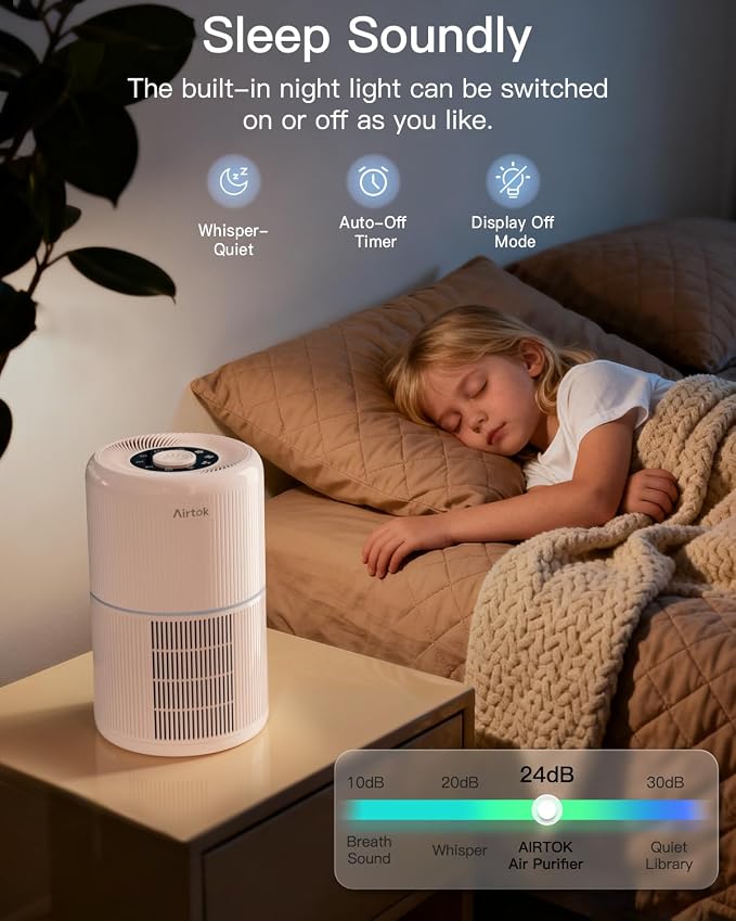 2 Pack Air Purifier for Home Bedroom with H13 True HEPA Filter for Smoke, Smokers, Dust, Odors, Pollen, Pet Dander | Quiet 99.9% Removal to 0.1 Microns | Pink Available for California