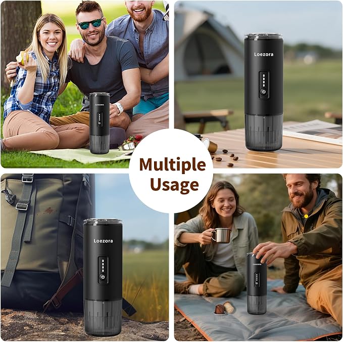 Portable Espresso Machine, 20Bar Self‑Heating & Cold Brew Coffee Maker, Rechargeable 7500mAh, 3‑in‑1 for Nespresso & Ground Coffee, Travel Coffee Machine for Camping Car (Black)