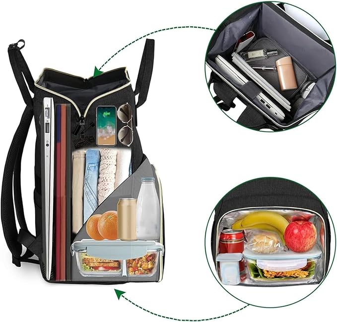 MATEIN Lunch Backpack for Men Women, 17 Inch Large Insulated Cooler Backpack, Water Resistant Lunch Box Back Pack Travel Laptop for Men Teacher Work Picnic College Nurse, Black