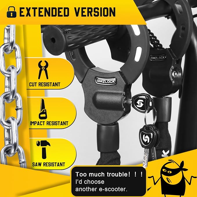 Scooter Lock with Bag, Heavy Duty 5/16" (8mm) Anti-Theft Chain for Electric Scooter, E-Bike & Bicycle, 29.5" (75cm)