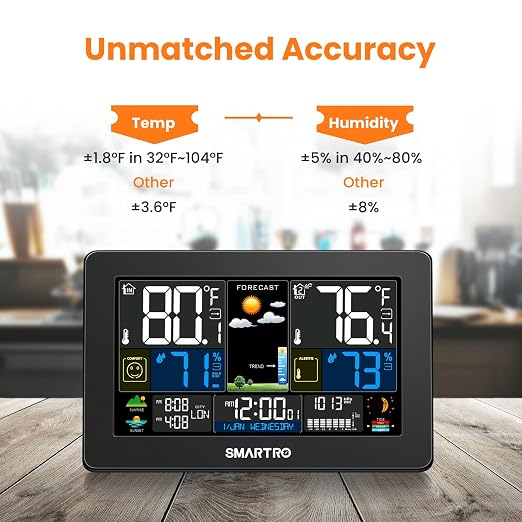 SMARTRO ST49 Instant Read Meat Thermometer Black and SC93 Weather Station Wireless Indoor Outdoor Thermometer Temperature Humidity Monitor