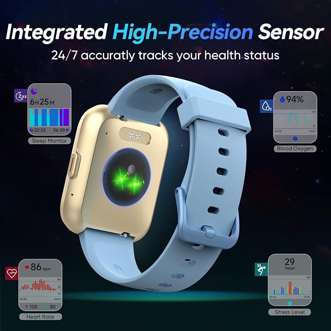 Fitpolo Smart Watches for Men/Women, 1.8'' Alexa Built-in Fitness Tracker Watch with Bluetooth Calls, IP68 Waterproof, Heart Rate/Sleep/SpO2/Stress Monitor, 110 Sport Modes for Android & iPhone