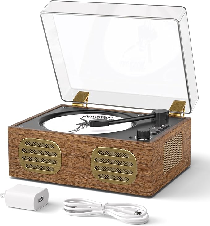 Walnut Wood CD Player with Speakers, Bluetooth Retro Portable Music Player for Home, Wired & Remote Control