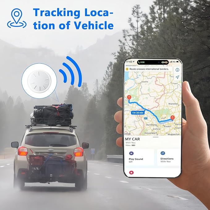 Tracker Device for Vehicles,No Subscription GPS Car Tracker Works with Apple Find My(iOS Only),Anti-Lost Car Locator,Mini Hidden Car Tracker with Magnetic Case-White,2PCS