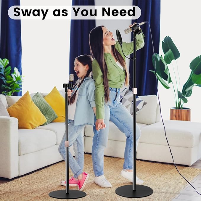 Mic Floor Stand, 63'' Telescopic Microphone Stand for HyperX Razer Fifine Blue Yeti Microphone with Mic Clip,1/4'' Thread and 3/8" 5/8" Adapter, Pop Filter and Cable Clips for Singing Recording Stage