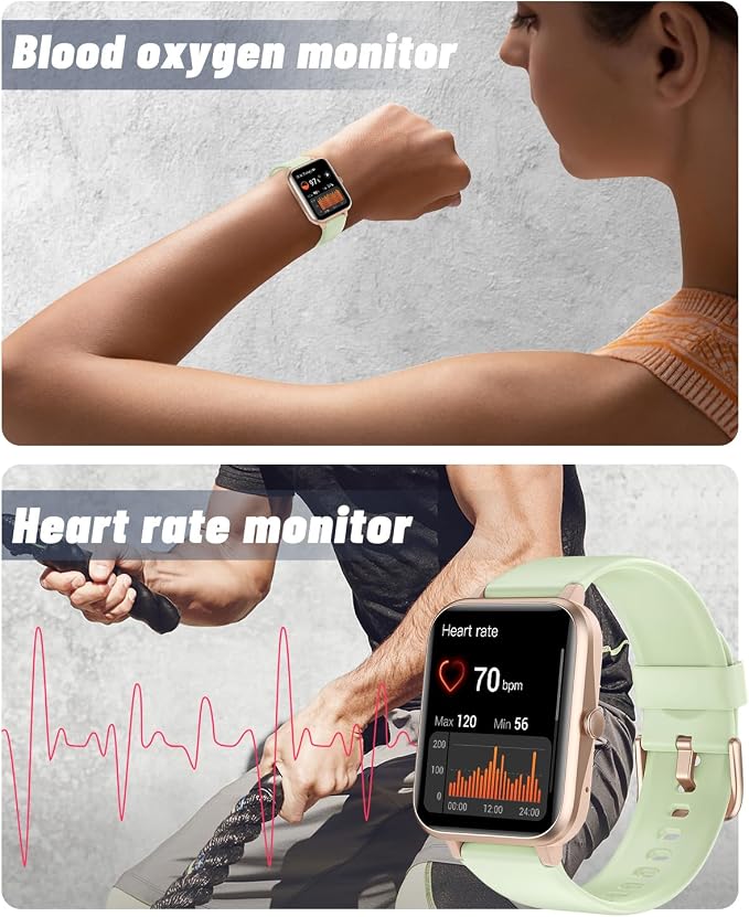 GRV Smart Watch for iOS and Android Phones (Answer/Make Calls), Watches for Men Women IP68 Waterproof Smartwatch Fitness Tracker Watch with Heart Rate/Sleep Monitor Steps Calories Counter (Aqua-Gold)