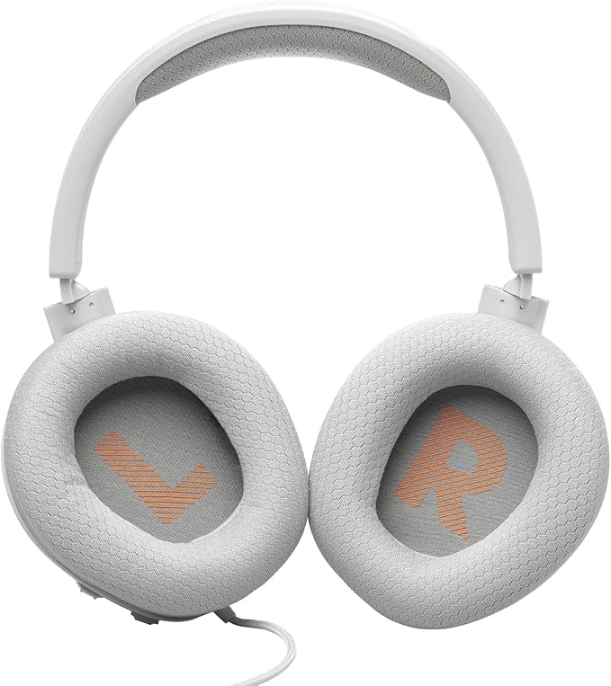 JBL Quantum 100M2 - Wired Over-Ear Gaming Headset with omnidirectional, Detachable mic with Mute Option and Fabric-Covered Memory Foam Ear Cushions, Compatible with All Platforms (White)