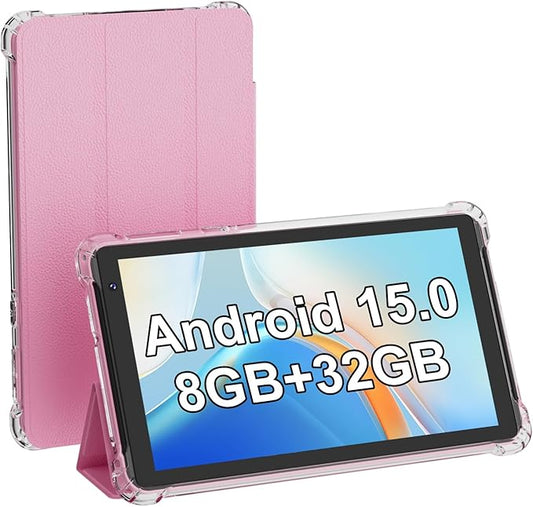 Tablet Android 15 Tablets with Case 7 inch, 8GB RAM, 32GB ROM Support 1TB Expand Computer Tablet PC, Quad-Core Processor, IPS Touch Screen, 2+5MP Dual Camera, 3000mah Battery, Wifi Tableta (Navy)