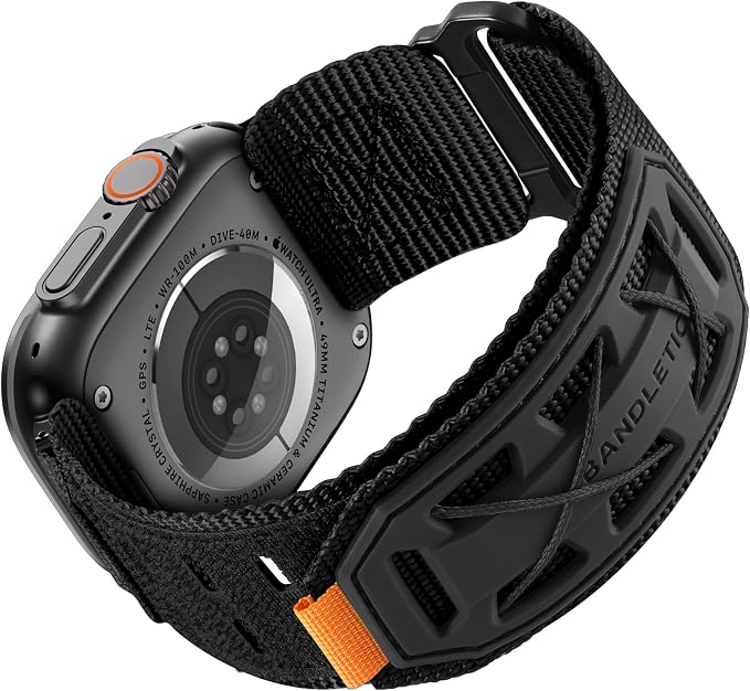 Bandletic Compatible with Apple Watch Bands for Men Women, Wide Tactical Military Rugged Nylon Soft Sport Loop for iWatch 49mm(Ultra 3/2/1),46mm(11/10),45mm(9/8/7),44mm(SE3/SE2/SE/6/5/4),42mm(3/2/1)