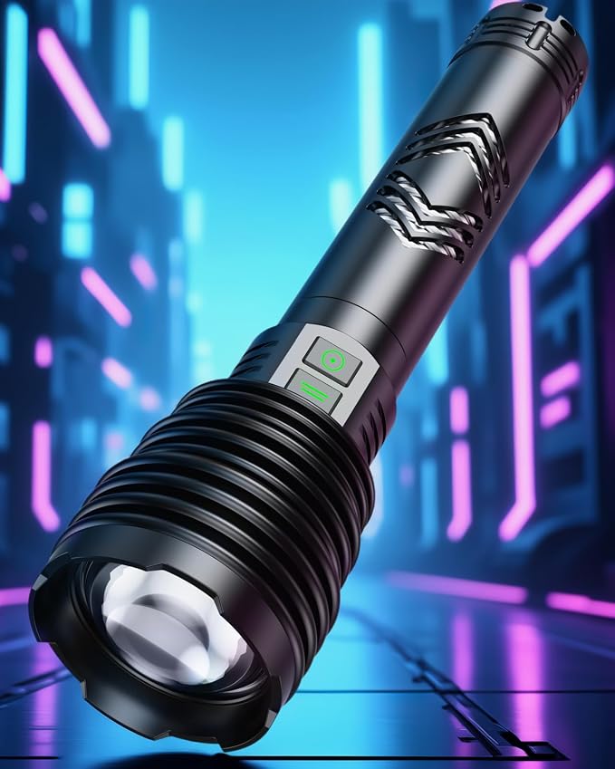 Flashlights 600,000 High Lumens, 6 Modes with Fast Charge, Super Bright Rechargeable Powerful Flashlight IP67 Waterproof & Shock Resistant for Outdoor Activities