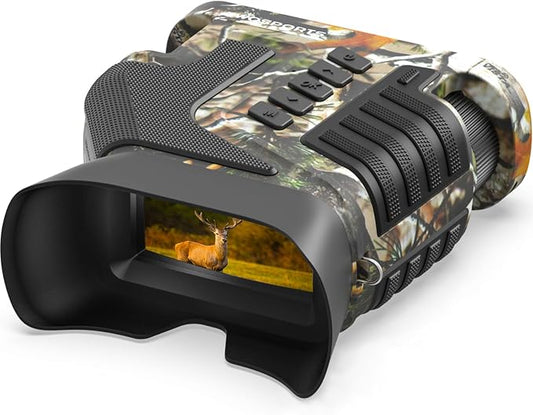 WOSPORTS 4K Night Vision Goggles– 10X Optical & 8X Digital Zoom, 64GB Card 1315FT Infrared Range, Rechargeable 5000mAh Battery, Ideal for Camping & Security – Camo