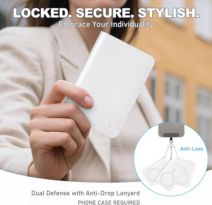 TUCCH for Magsafe Wallet with 6 Card Holders, RFID Blocking [Clear ID Window] PU Leather Men Women Folio Magnetic Phone Wallet for iPhone 17/16/15/14/13/12/Plus/Air/Pro/Pro Max Series, White