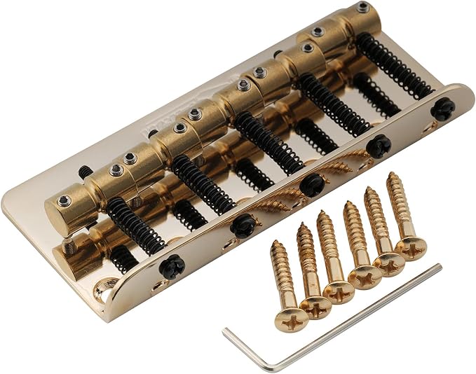 Wilkinson WBBC5 18mm 5-String Bass Bridge Brass Saddles for Precision Jazz Bass, Gold