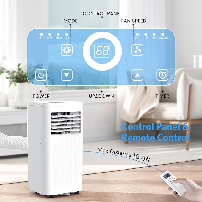 Electactic 10000 BTUs Portable Air Conditioners with cooling/dehumidification/fan/sleep mode,4-IN-1 Portable AC with 24H Timer & Remote Control & Window Kit