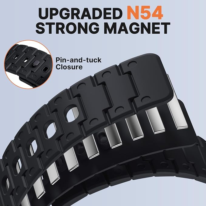 Bandletic Compatible with Garmin Watch Band - 22 mm Quick Release Watch Strap, Magnetic Smartwatch Bands Rugged Soft Adjustable Silicone Sport Watchband for Men Women, Black
