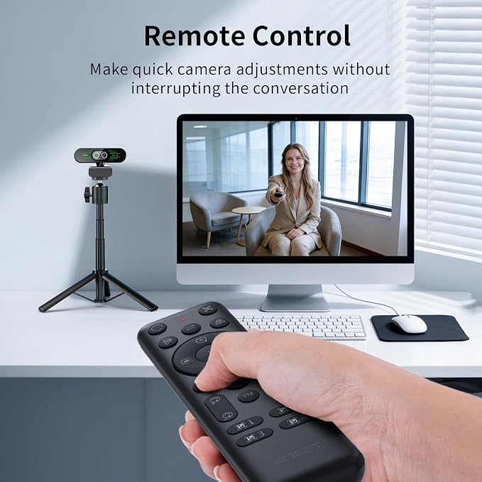 EMEET NOVA 4K Dual-Camera 4K Webcam for PC, Wide-Angle and Telephoto Cameras, Max 11X Hybrid Zoom, PDAF Focus, Remote Control, RGB Lights, Webcam with Microphone for Business or Personal Online Calls