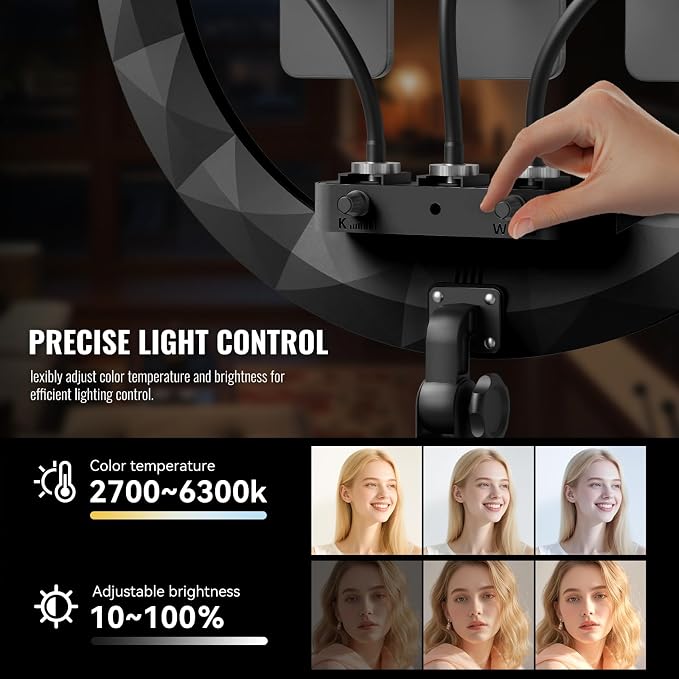 Large Ring Light with Stand, 19" Ring Light Tripod for iPhone, Professional Led Ringlight for Live Streaming, Barber, Makeup, YouTube, Tiktok, Black