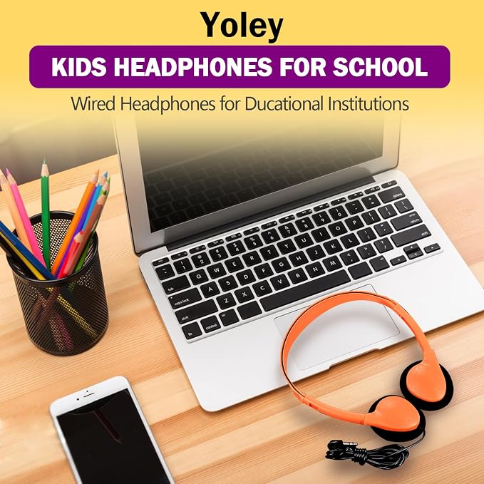 Classroom Headphones Bulk 100 Pack Class Set for School Students Kids and Adult -Sturdy Wired 3.5mm Plug (Mixed, 100 Pack)