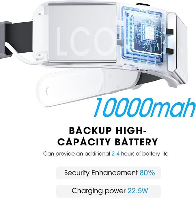 VR Head Set Strap with 10000mAh Battery for Meta Quest 3/3S - Patented One-Click Release, Adjustable Detachable Design Compatible with Quest 2 3/3S, Balanced and Comfortable VR Gaming