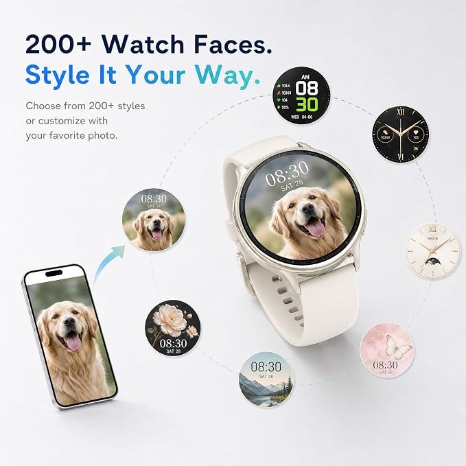 Smart Watch for Women (Answer/Make Call), 1.65" HD Fitness Tracker with Heart Rate/SpO2/Sleep Monitor, Pedometer, 110+ Sports Modes, 3ATM Waterproof, 7-Day Battery, for iOS Android
