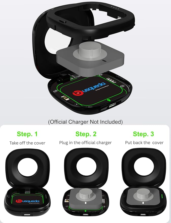 búsqueda Wireless Charging Case for Oura Ring 4 Charger, 2000mAh Portable Travel Charging Station Fits All-Sized Ring Gen 4, 30-Day Runtime (Official Charger NOT Included),Black