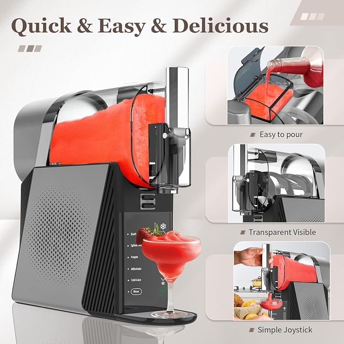 Slushy Machine for Home,6 Presets & Texture Control,Self Clean,No Ice Needed Frozen Drink Maker,Fast Freezing Margarita Machine,88oz Slushie Machine for Frappé,Milkshake, Smoothie,Frozen Cocktails