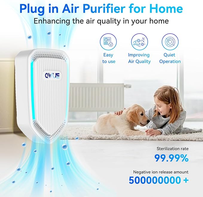 6Pack Air Ionizer Plug In, Filterless Home Negative Air Purifier, Quiet Air Freshener Portable Cleaner for Odors Smoke Dust, Air Purifiers for Home Office, Bedroom, Bathroom