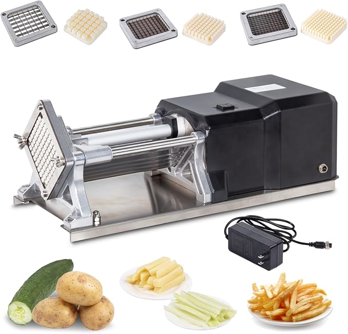 Electric Commercial French Fry Cutter Machine With 1/2 1/4 3/8 Inch Stainless Steel Blades Professional Potato For Potatos And Vegetables